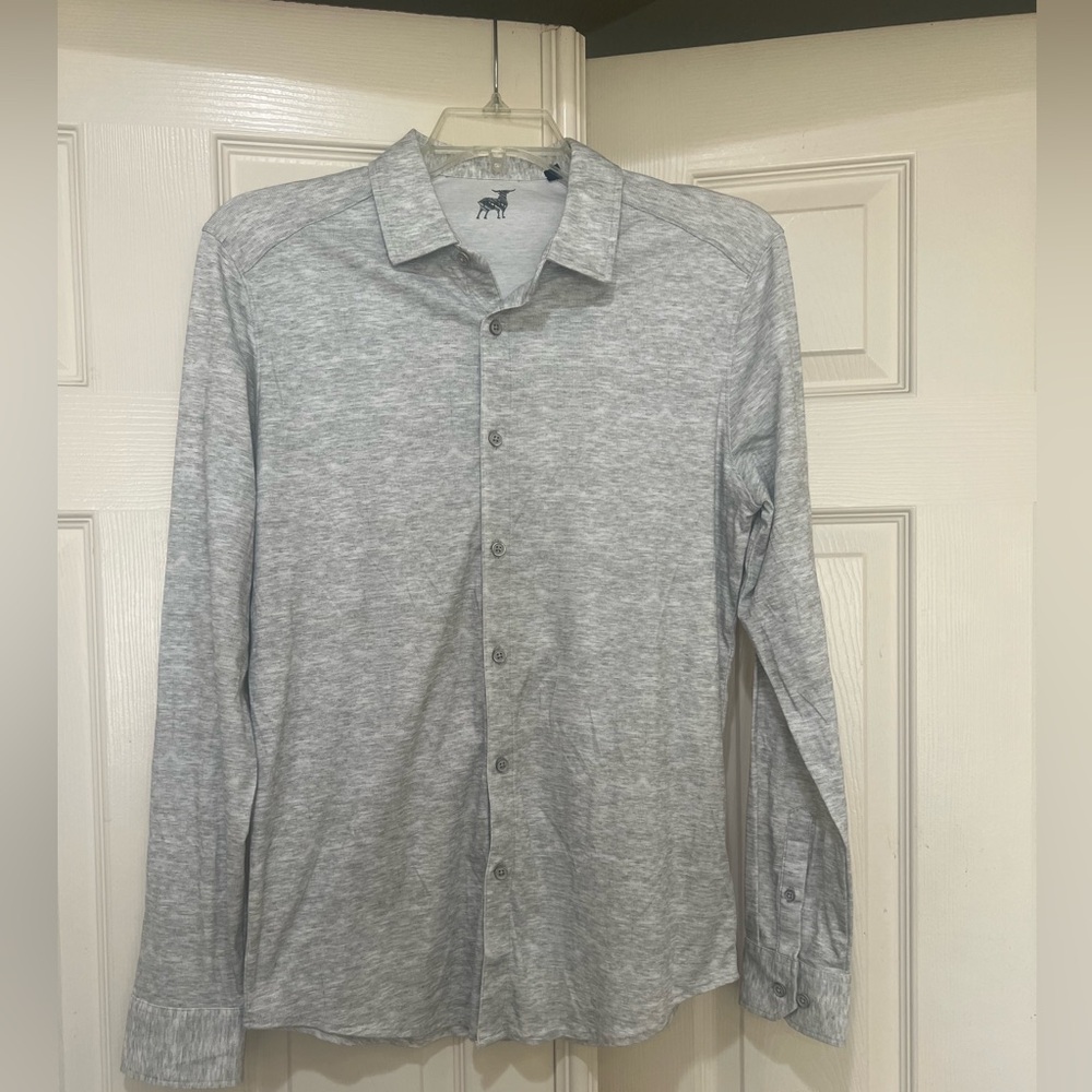 NWNT Raffi Men Gray Space‎ Dye Long Sleeve Button Down Shirt  Casual Size Medium